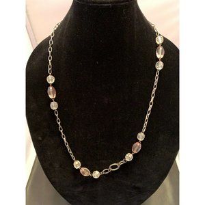 Anne Klein Clear & Pink Blush Beaded Necklace & Earring Set Nickel Safe